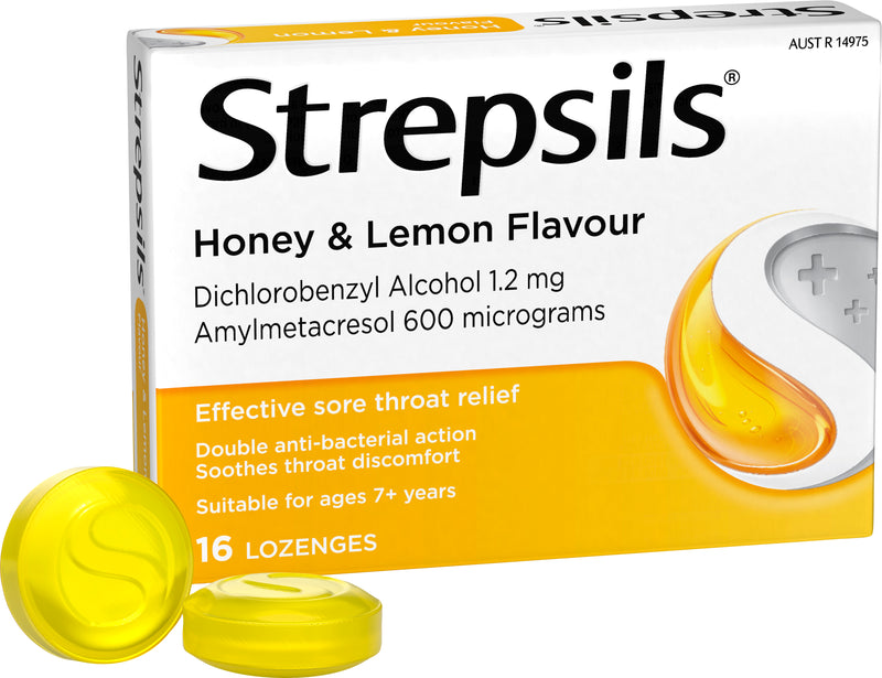 Strepsils Sore Throat Relief Honey & Lemon 16 Pack