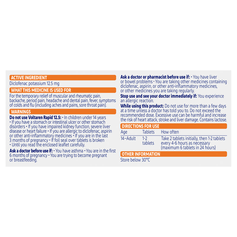 Voltaren Rapid 12.5 10 Tablets