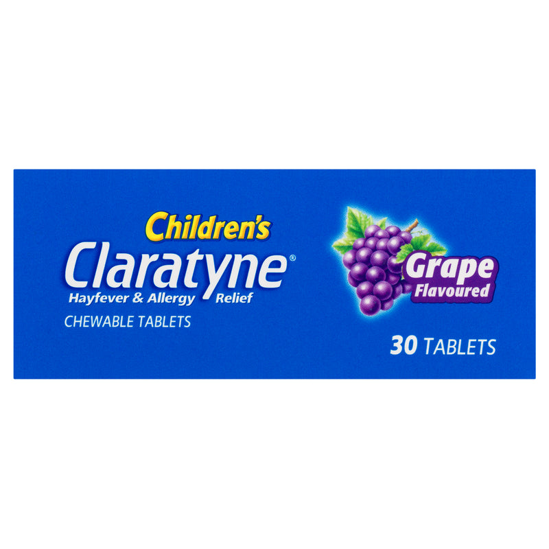 Children's Claratyne Allergy & Hayfever Relief Antihistamine Grape Chewable Tablets 30 pack