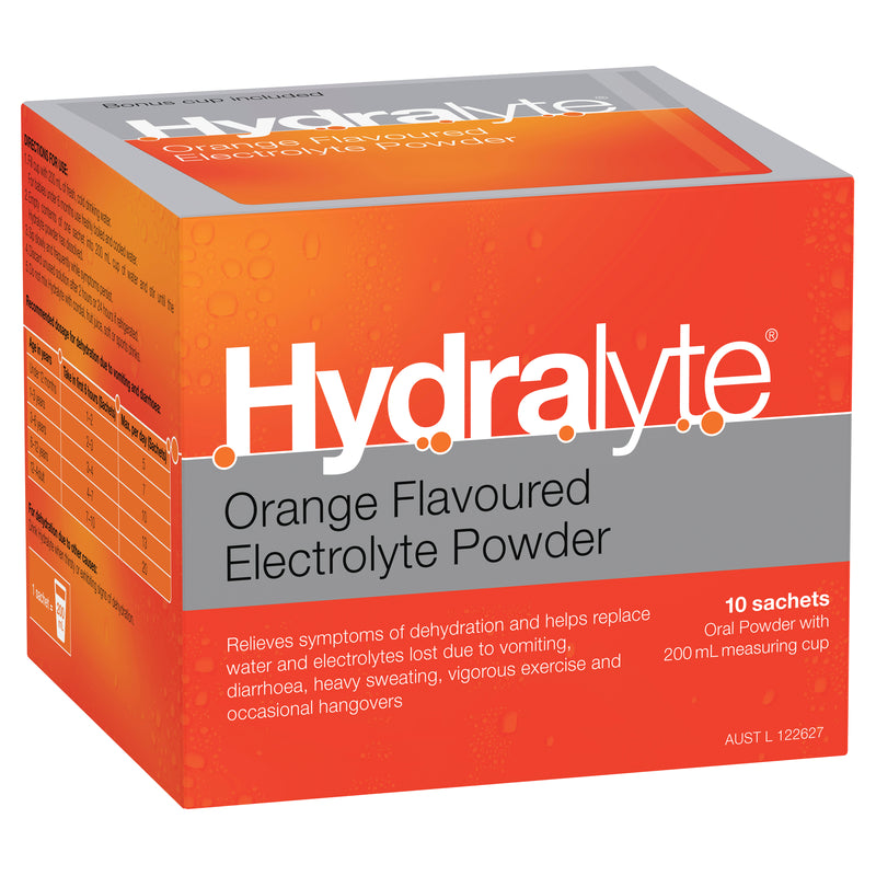 Hydralyte Electrolyte Powder Orange Flavoured 10 Pack