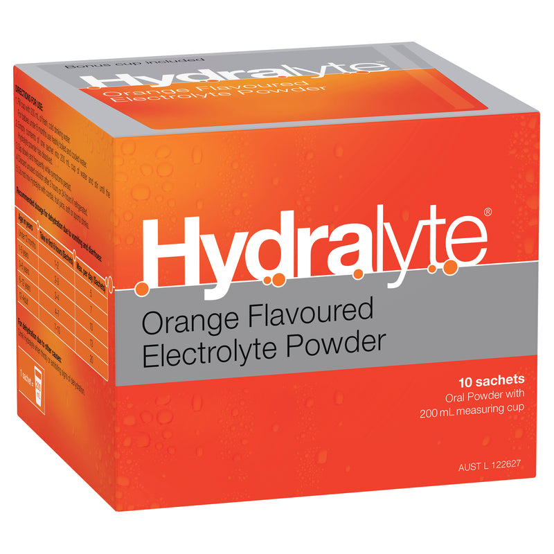 Hydralyte Electrolyte Powder Orange Flavoured 10 Pack