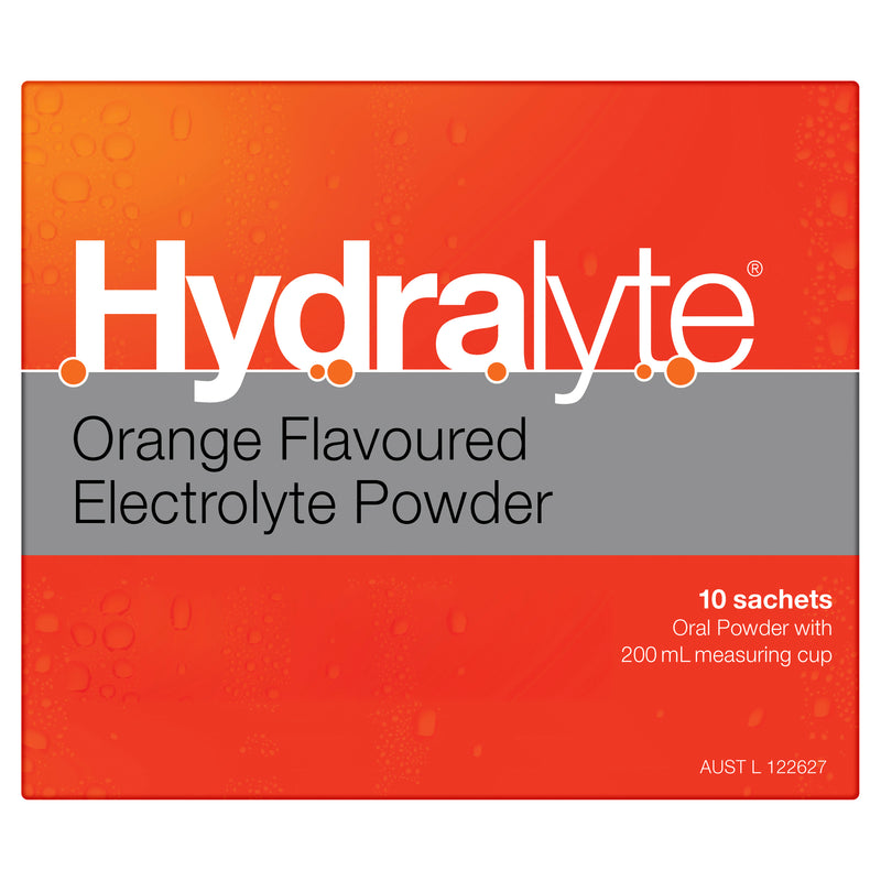 Hydralyte Electrolyte Powder Orange Flavoured 10 Pack