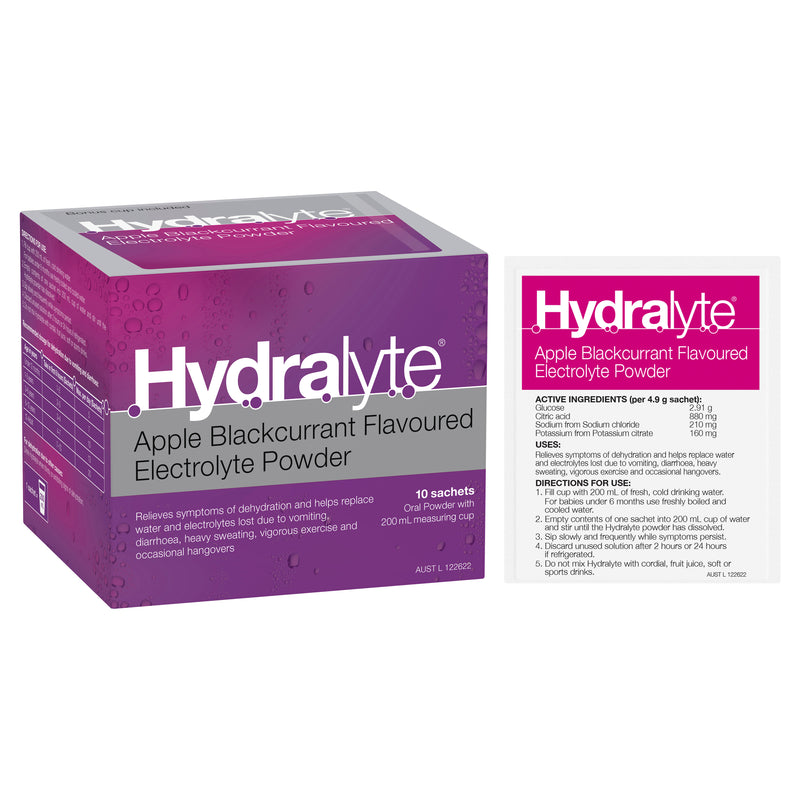 Hydralyte Electrolyte Powder Apple Blackcurrant Flavoured 10 Pack