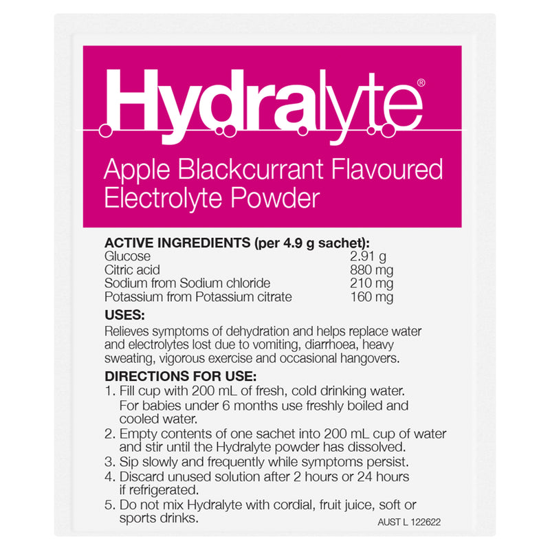 Hydralyte Electrolyte Powder Apple Blackcurrant Flavoured 10 Pack