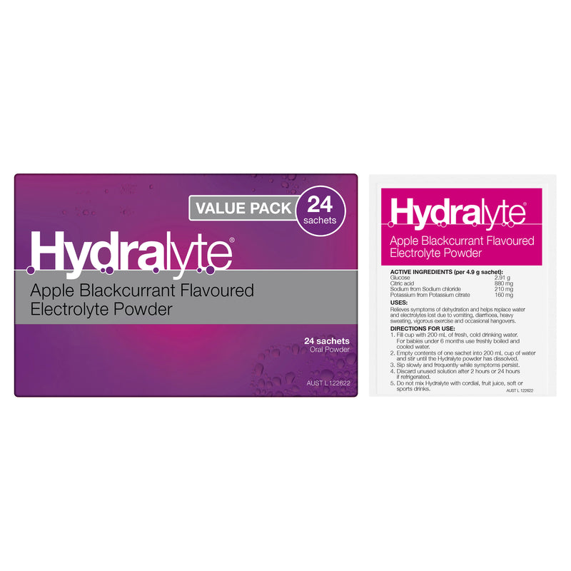 Hydralyte Sachets Apple Blackcurrant 4.9g x 24