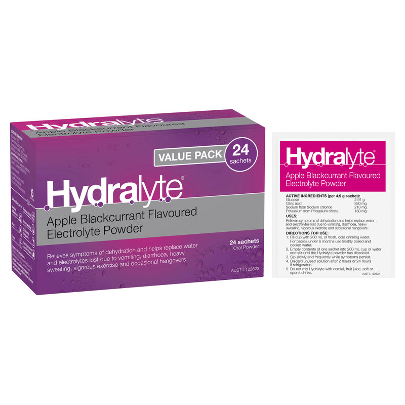 Hydralyte Sachets Apple Blackcurrant 4.9g x 24