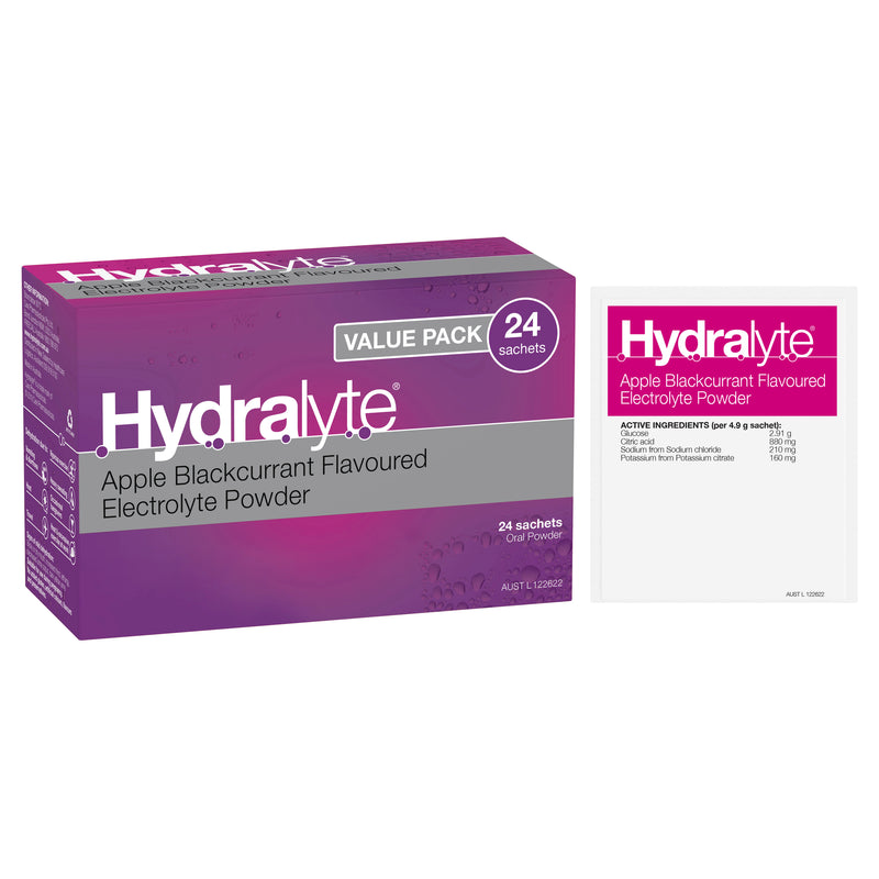 Hydralyte Sachets Apple Blackcurrant 4.9g x 24