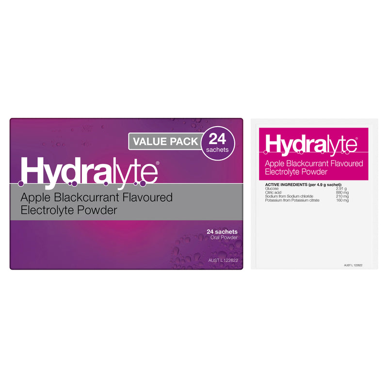 Hydralyte Sachets Apple Blackcurrant 4.9g x 24