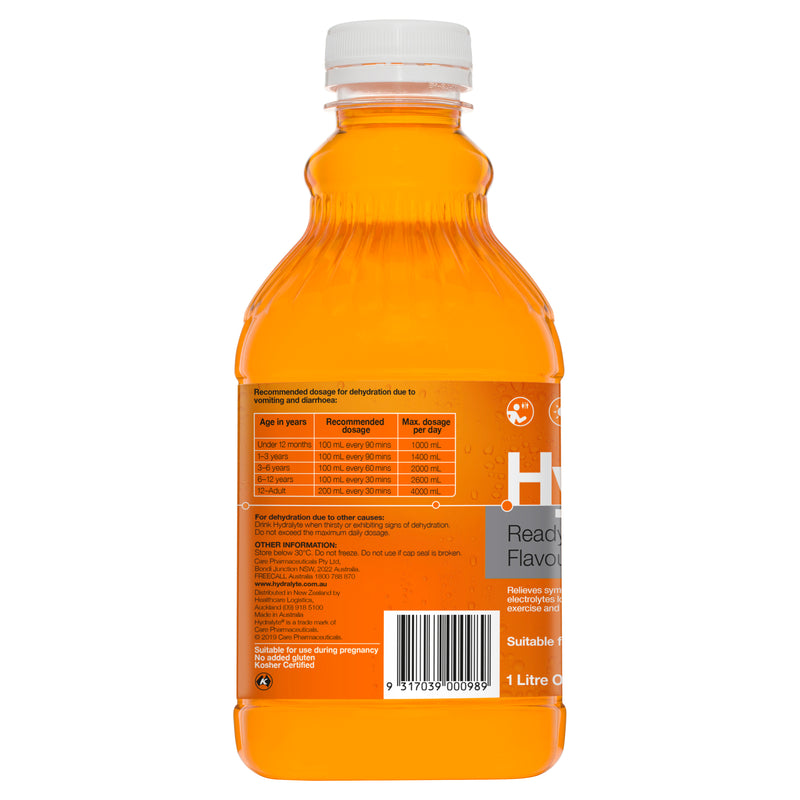 Hydralyte Ready to use Electrolyte Solution Orange Flavoured 1L