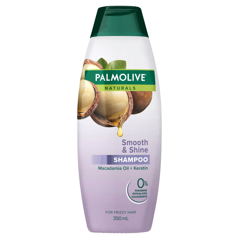 Palmolive Naturals Hair Shampoo, 350mL, Smooth & Shine with Macadamia Oil & Keratin, For Frizzy Hair, No Parabens, Phthalates or Alcohol