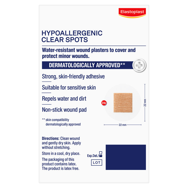 Elastoplast Hypoallergenic Transparent Spots Water-Repellent 24 Pack