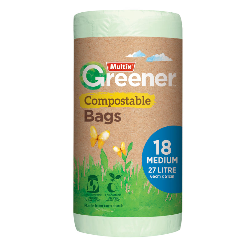 Multix Greener Compostable Bags Medium 18 pack