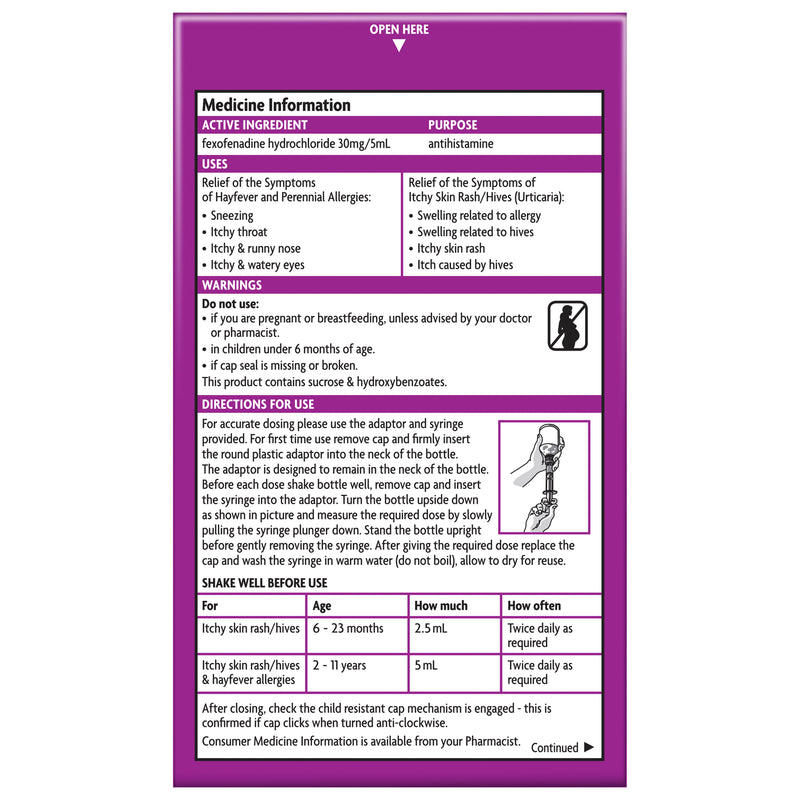 Telfast Oral Liquid 150mL 6 mg/mL