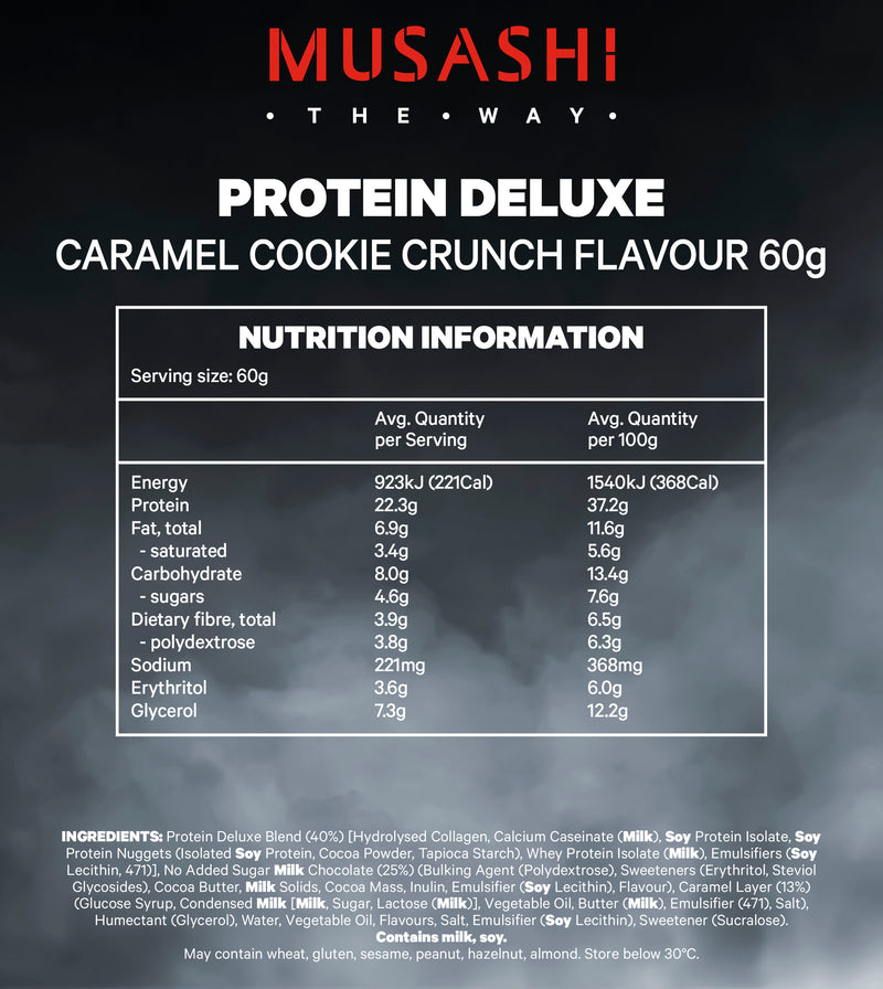 Musashi Deluxe Protein Bar Caramel Cookie Crunch 60g