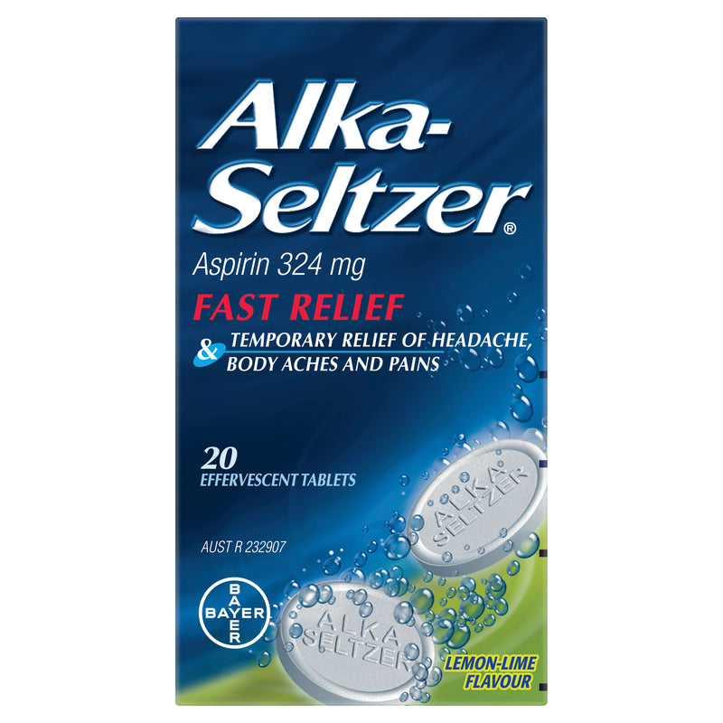 Alka-Seltzer Pain Relief Effervescent Tablets Lemon-Lime 20 Pack