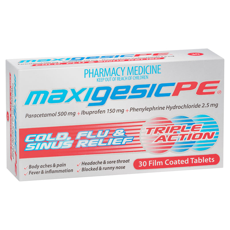 Maxigesic® PE Triple Action Cold, Flu & Sinus Relief 30 Tablets