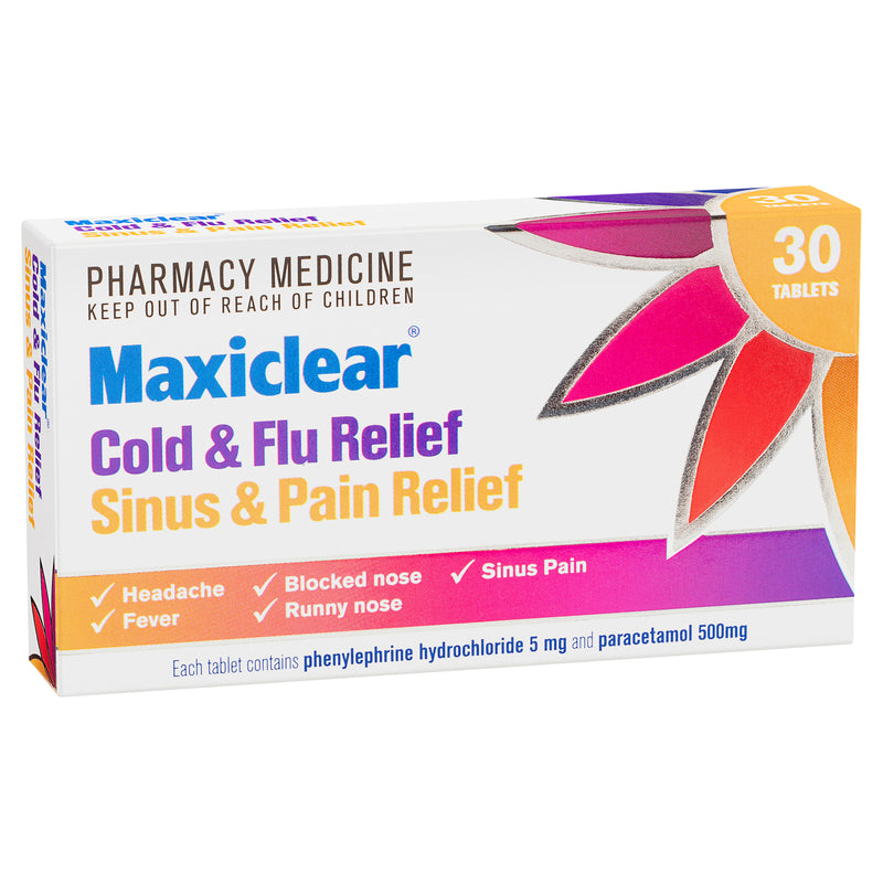 Maxiclear® Cold & Flu/Sinus & Pain Relief 30 Tablets