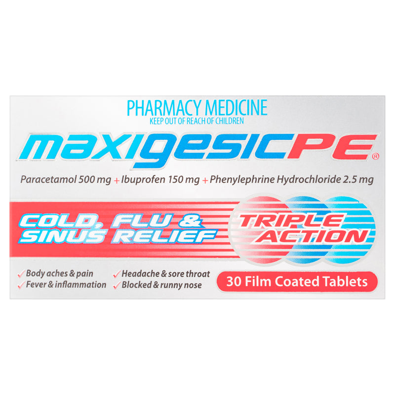 Maxigesic® PE Triple Action Cold, Flu & Sinus Relief 30 Tablets