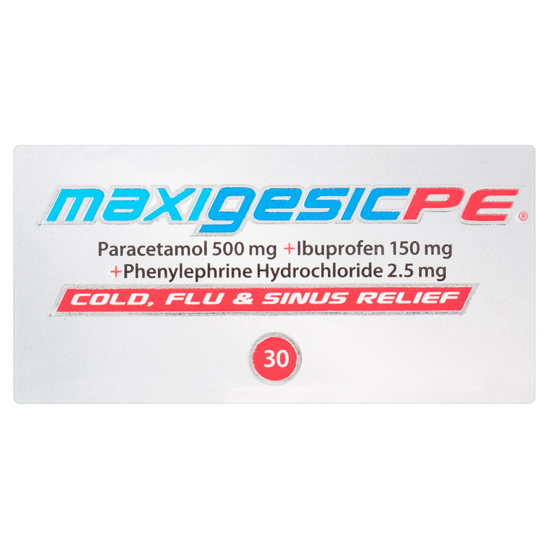 Maxigesic® PE Triple Action Cold, Flu & Sinus Relief 30 Tablets