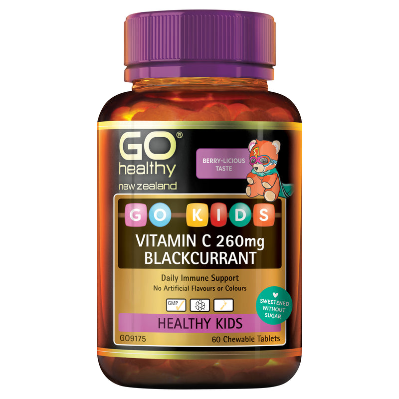 GO Healthy GO Kids Vitamin C 260mg Blackcurrant 60 Chew Tabs