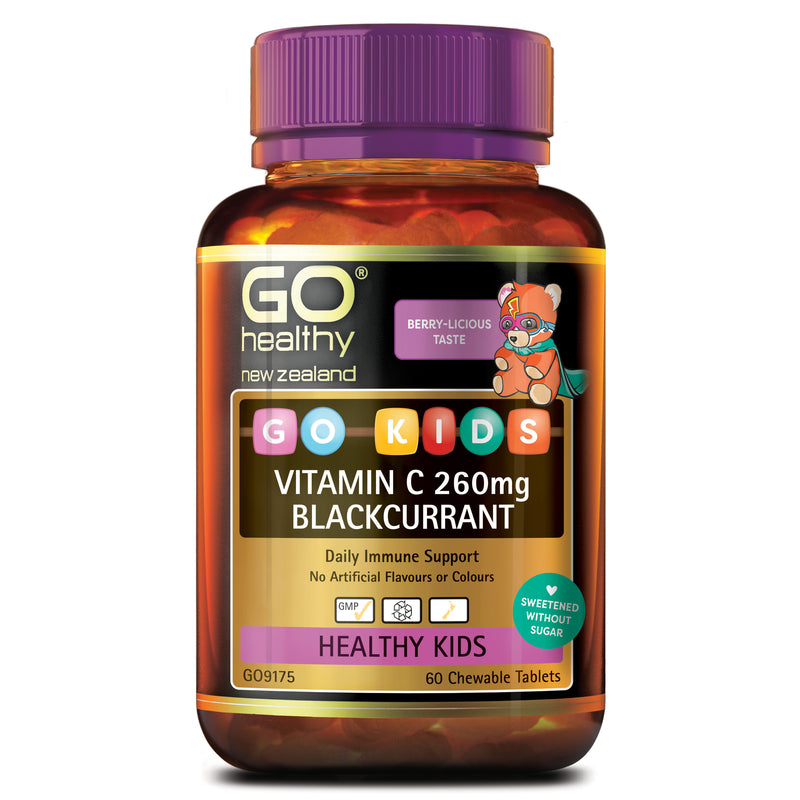 GO Healthy GO Kids Vitamin C 260mg Blackcurrant 60 Chew Tabs