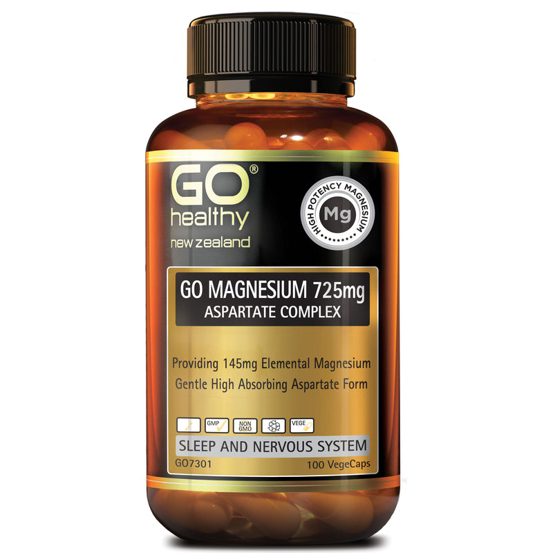 GO Healthy GO Magnesium 725mg Aspartate Complex 100 Vcaps