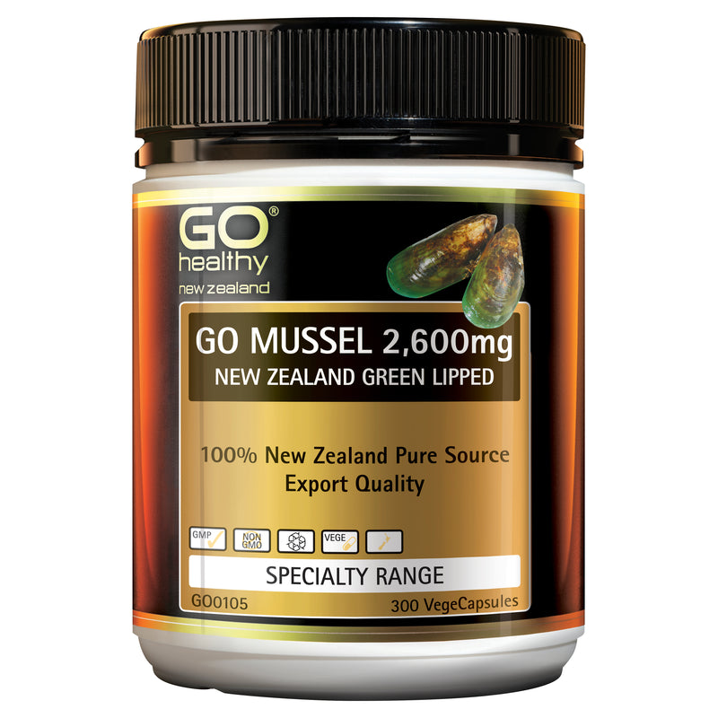 GO Healthy GO Mussel 2,600mg New Zealand Green Lipped 300 VCaps