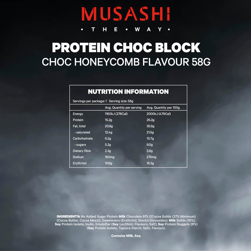 Musashi Protein Choc SLAB Honeycomb 58g