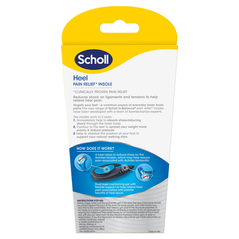 Scholl In-Balance Heel Orthotic Insole Large Size 9 - 11