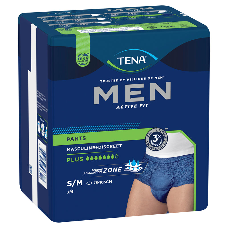 TENA Men Active Fit Pant Plus Navy S/M 9 Pack