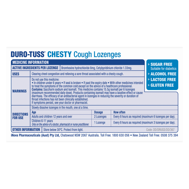 Duro-Tuss Chesty Cough Lemon 24 Lozenges