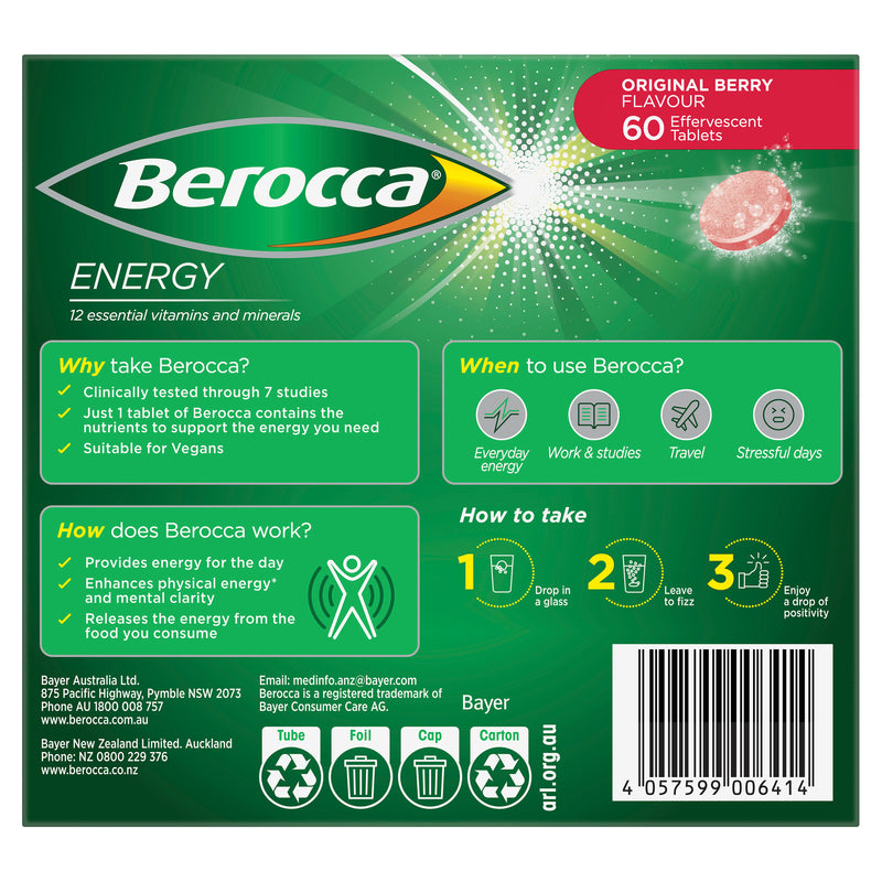 Berocca Original Berry Effervescent Tablets 60s