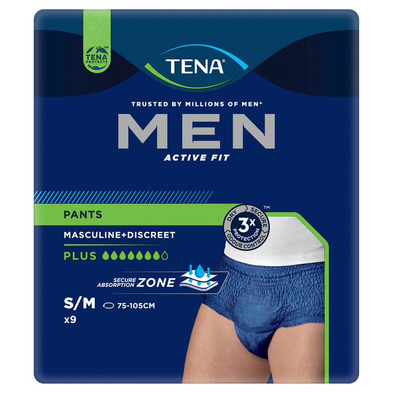 TENA Men Active Fit Pant Plus Navy S/M 9 Pack