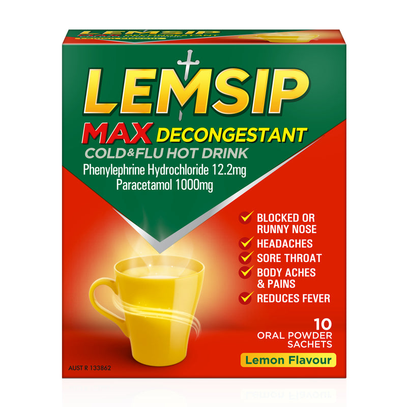 Lemsip Max Decongestant Cold & Flu Hot Drink Lemon 10 Pack