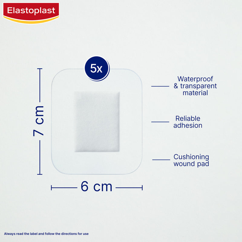 Elastoplast Aqua Protect Skin Tone Dressing 6cmx7cm 5 Pack