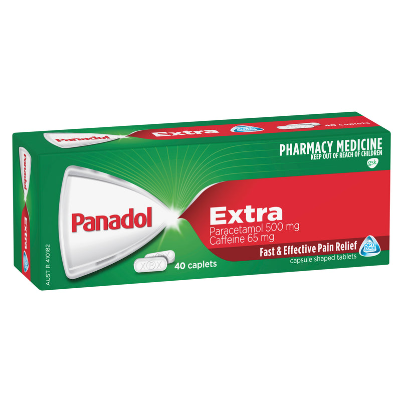 Panadol Extra for Pain Relief, Paracetamol & Caffeine -  500mg 40 Caplets Limit 2