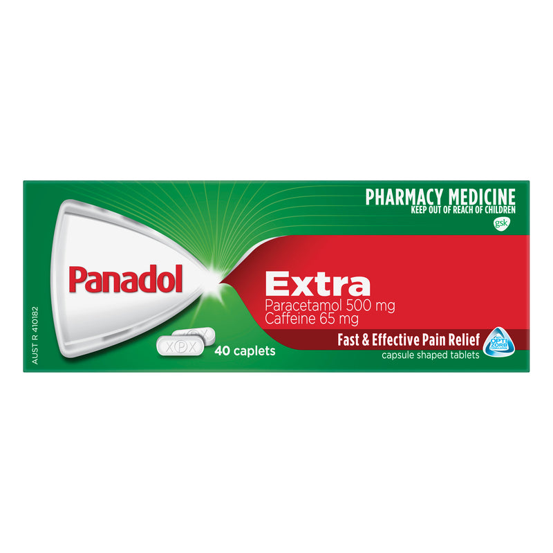 Panadol Extra for Pain Relief, Paracetamol & Caffeine -  500mg 40 Caplets Limit 2