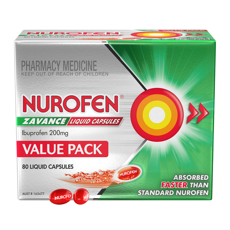 Nurofen Zavance Fast Pain Relief Liquid Capsules 200mg Ibuprofen 80 value pack  limit 1