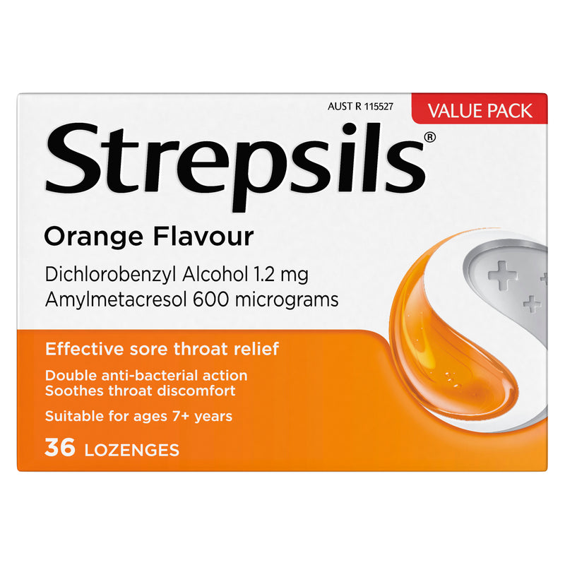 Strepsils Sore Throat Relief Orange 36 Pack