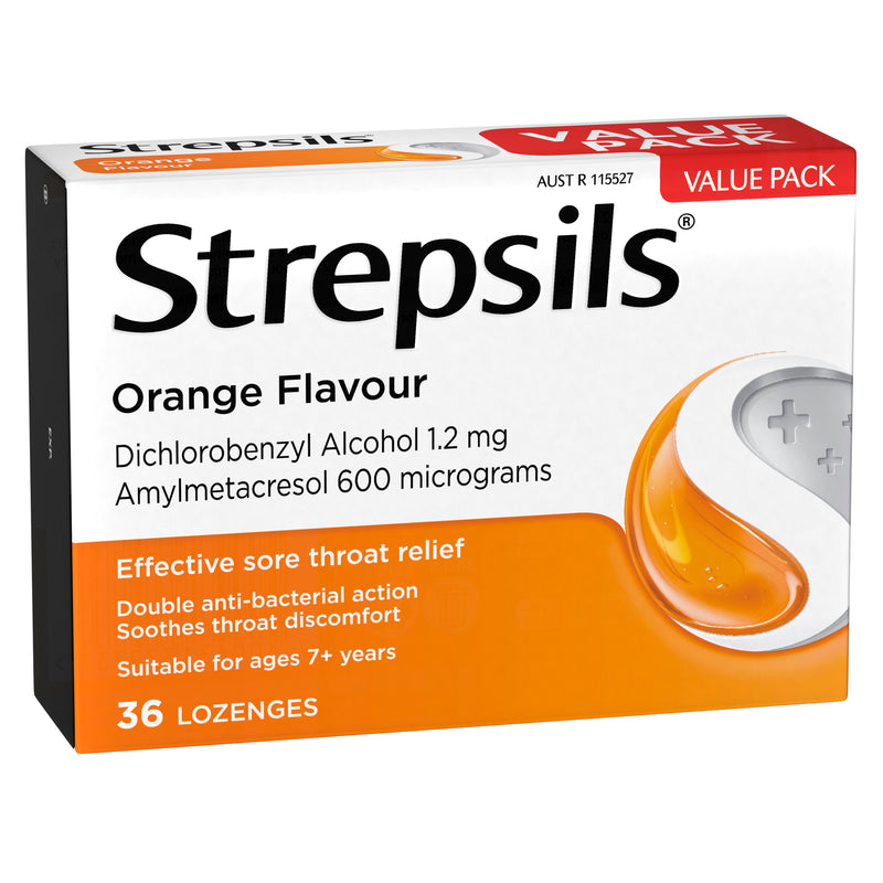 Strepsils Sore Throat Relief Orange 36 Pack