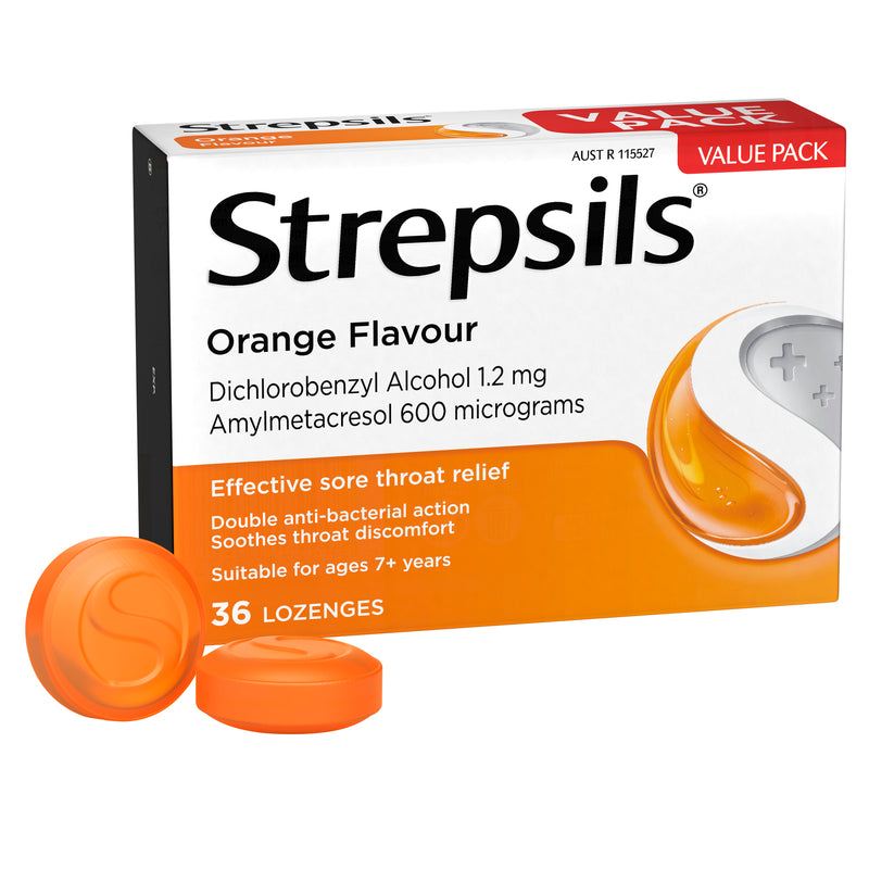 Strepsils Sore Throat Relief Orange 36 Pack