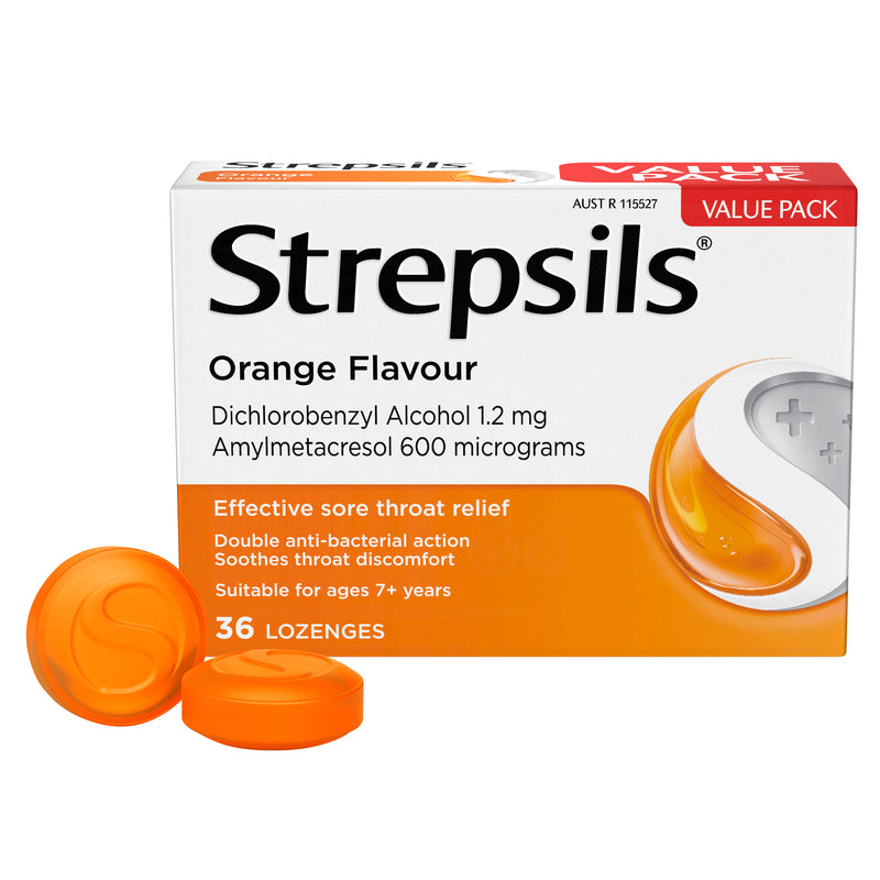 Strepsils Sore Throat Relief Orange 36 Pack