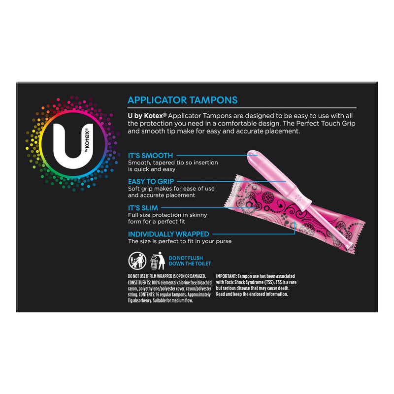 U By Kotex Regular Applicator Tampons, 16 Tampons