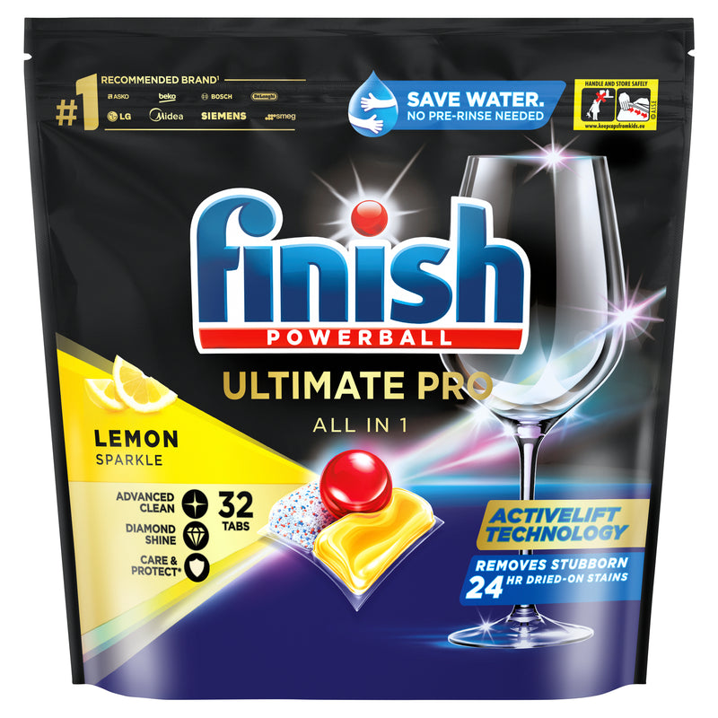 Finish Ultimate Pro Dishwashing Tablets Lemon Sparkle 32 Pack