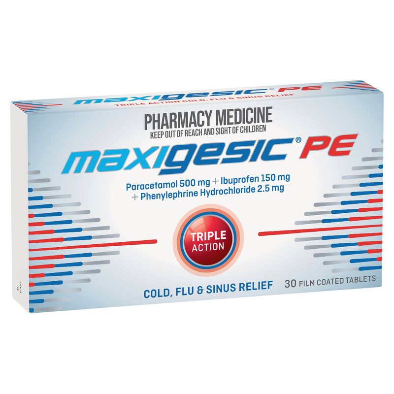 Maxigesic® PE Triple Action Cold, Flu & Sinus Relief 30 Tablets