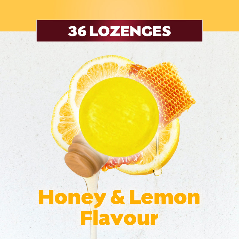 Betadine Sore Throat Lozenges Honey & Lemon 36 Pack