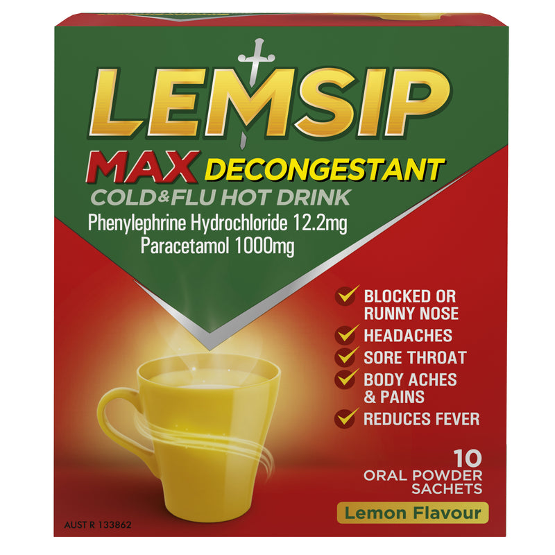 Lemsip Max Decongestant Cold & Flu Hot Drink Lemon 10 Pack