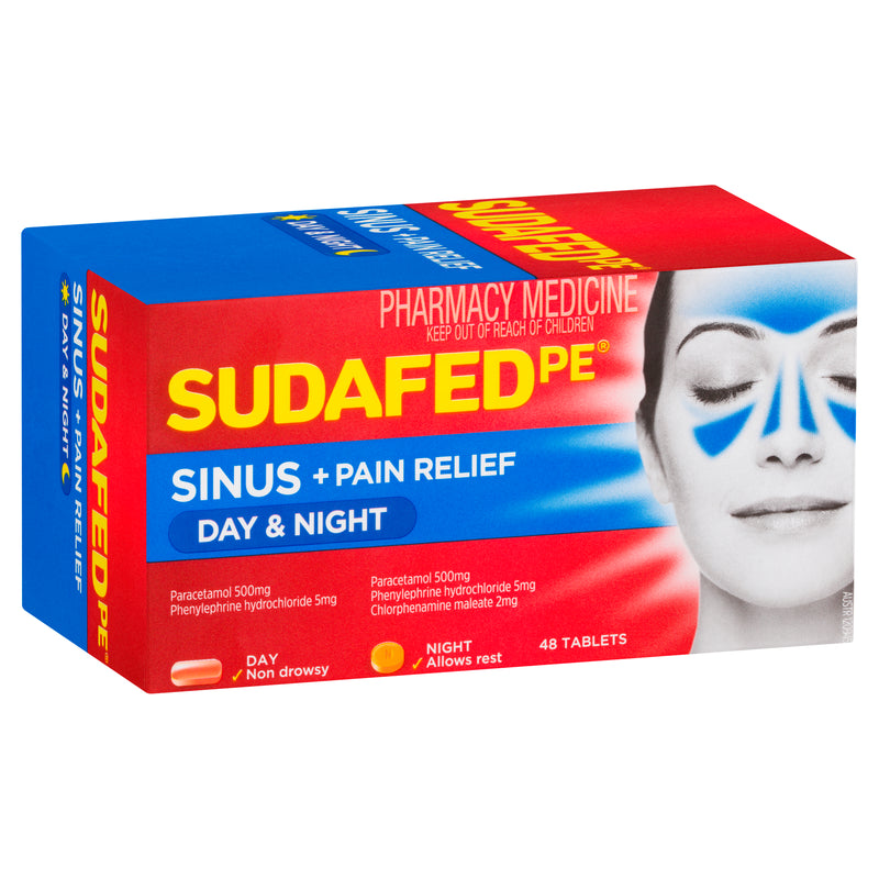 Sudafed PE Sinus + Pain Relief Day & Night Tablets 48 Pack