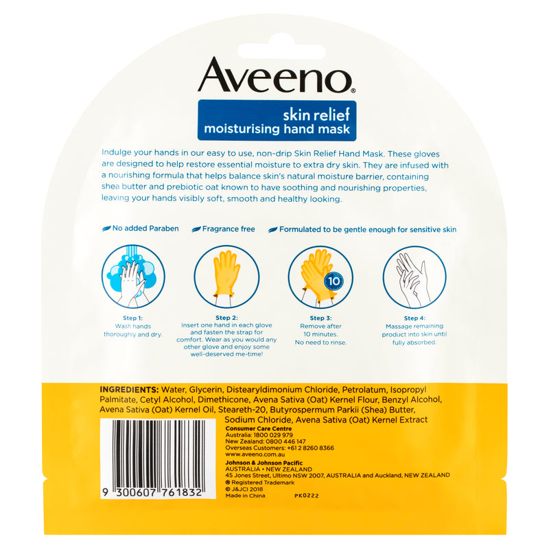 Aveeno Skin Relief Fragrance Free Moisturising Hand Mask 1 Pack