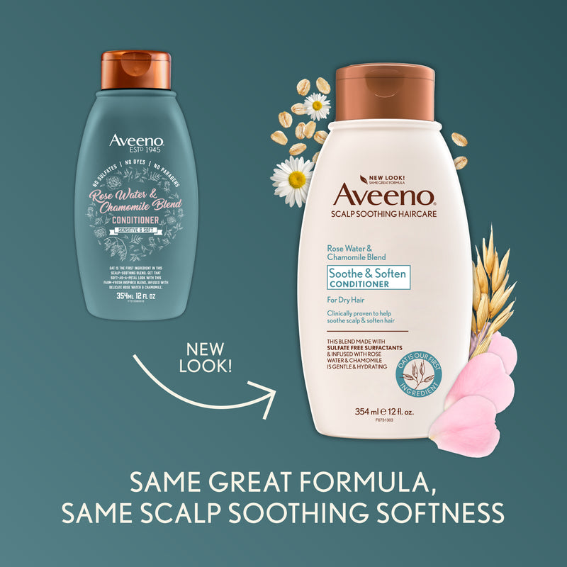 Aveeno Sensitive & Soft Rose Water and Chamomile Blend Conditioner For Scalp Soothing & Gentle Cleansing 354mL